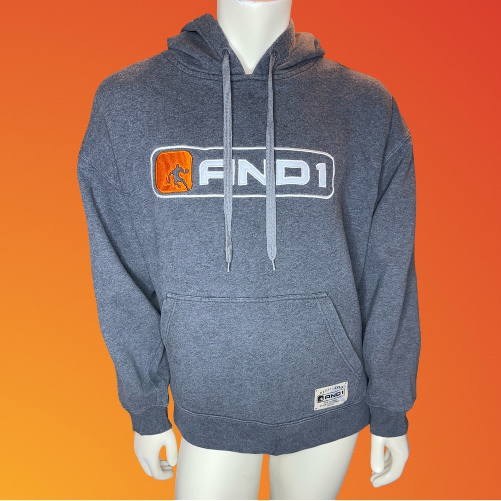 And1 Vintage Y2K Charcoal Gray Hoodie Sweater